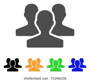 Users icon. Vector illustration style is a flat iconic users symbol with black, gray, green, blue, yellow color variants. Designed for web and software interfaces.