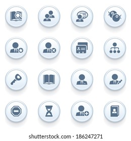 Users icons on blue buttons.