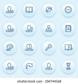 Users icons on blue buttons.