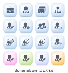 Users icons on color buttons.