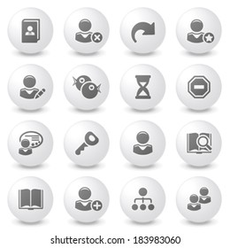 Users icons on gray buttons.