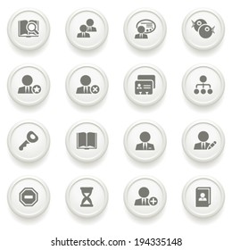 Users icons on gray buttons.