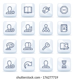 Users icons on plastic buttons.