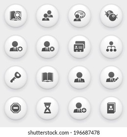 Users icons with white buttons on gray background.