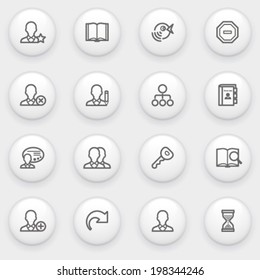 Users icons with white buttons on gray background.