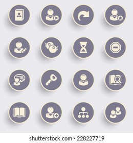 Users icons with white buttons on gray background.