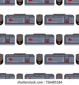 Users keyboard seamless pattern computer technology internet work typing tool vector illustration
