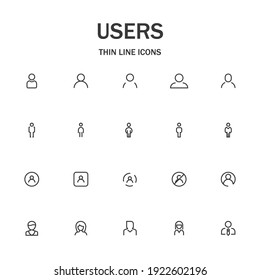 Conjunto de iconos de la línea de usuarios. Colección de signos modernos para diseño web y aplicación móvil. Pictogramas de negocios. Icono negro sobre fondo blanco. Colección de logotipo de esquema de alta calidad