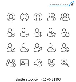 Users line icons. Editable stroke. Pixel perfect.