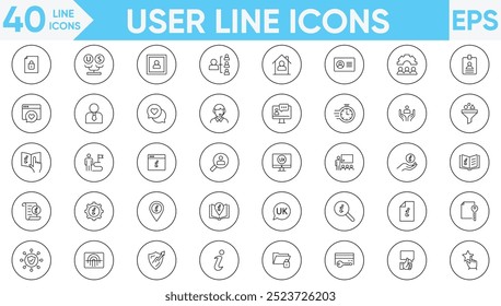 Users line icons vector and illustrator set