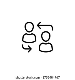 Users Linked icon. People Connection icon. People network icon in black line style icon, style isolated on white background