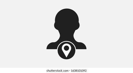 Users location icon. Filled vector icon. Users with location icon. Vector illustration icon