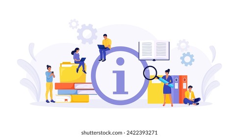 Users looking for information. People searching files in database, archive, info storage. Information center or communication service. FAQ or question and answer