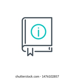 User's Manual book outline flat icon. Single high quality outline logo for web design or mobile app. Thin line sign design logo guide book. Black and blue icon pictogram isolated on white background