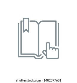 User's Manual book outline flat icon. Single high quality outline logo for web design or mobile app. Thin line sign design logo guide book. Gray icon pictogram isolated on white background