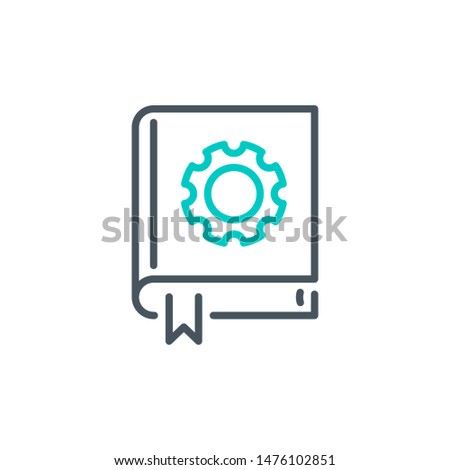 User's Manual book outline flat icon. Single high quality outline logo for web design or mobile app. Thin line sign design logo guide book. Black and blue icon pictogram isolated on white background