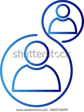 Users meeting icon with blue gradient outline style. men, meeting, stroke, simple, outline, technology, shape. Vector Illustration