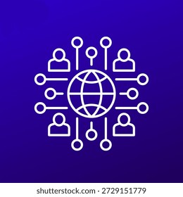 users and network icon, line design
