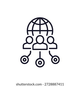 Icono de usuarios y línea de red, Vector de tecnología y comunicación