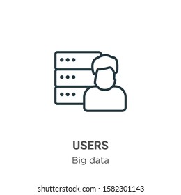 Users outline vector icon. Thin line black users icon, flat vector simple element illustration from editable big data concept isolated on white background