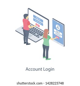 
Users password login icon in isometric design 
