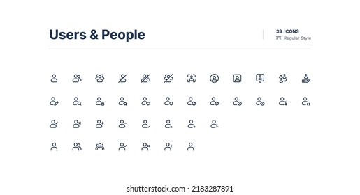 Benutzer und Personen UI Icons Pack Line Style