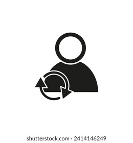 Users profile sign with update or refresh icon. Reset settings, synchronize user symbol. Update profile. Change avatar. Vector illustration. EPS 10.