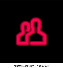 Users red glowing neon ui ux icon. Glowing sign logo vector
