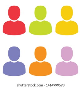 Users. Set of multicolored users. Silhouette user. Logo. White background. Vector illustration. EPS 10.