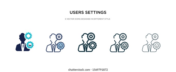 users settings icon in different style vector illustration. two colored and black users settings vector icons designed in filled, outline, line and stroke style can be used for web, mobile, ui