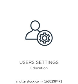 Users settings icon. Thin linear users settings outline icon isolated on white background from education collection. Line vector sign, symbol for web and mobile