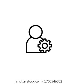 Users settings vector icon in linear, outline icon isolated on white background