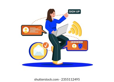 Users sign up for email service for online communication.