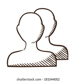 Users team group symbol. Isolated sketch icon pictogram. Eps 10 vector illustration.