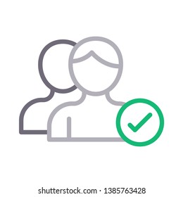 users tick color line icon