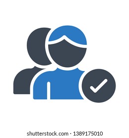 users tick glyph double color icon