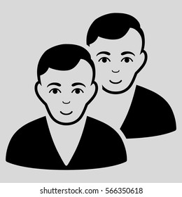 Users vector icon. Flat black symbol. Pictogram is isolated on a light gray background. Designed for web and software interfaces.