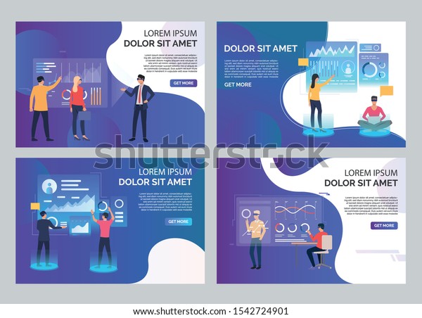 Users Vr Headsets Set People Watching Stock Vector Royalty Free