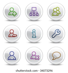 Users web colour icons, white circle buttons series
