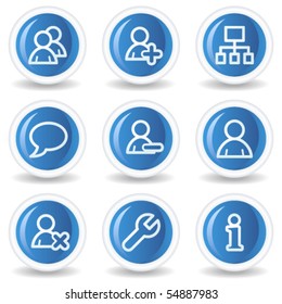 Iconos web de usuarios, botones de círculo brillante azul