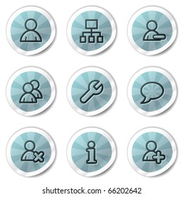 Iconos web de usuarios, serie de stickers de brillo azul