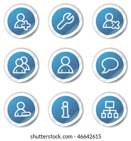 Users web icons, blue sticker series