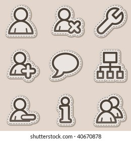 Users web icons, brown contour sticker series