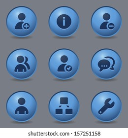 Users web icons, circle blue buttons