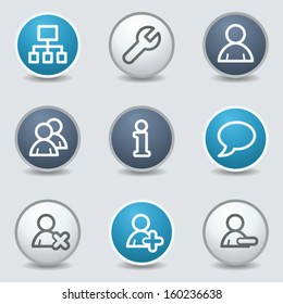 Users web icons, circle blue buttons