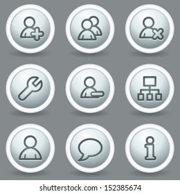 Users web icons, circle grey matt buttons