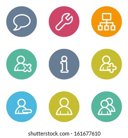 Users web icons, color circle buttons