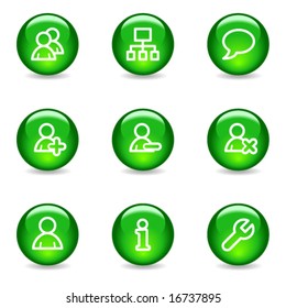 Users web icons, green glossy sphere series