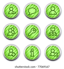 Users web icons, green glossy circle buttons