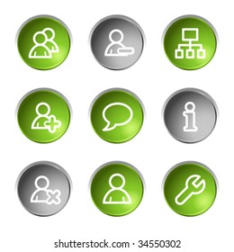 Users web icons, green and grey circle buttons series